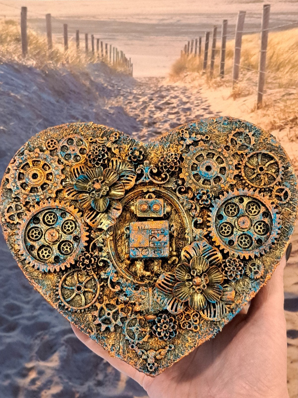 Steampunk fantasy sieraden kistje, robot, Antiek en Kunst, Curiosa en Brocante, Ophalen of Verzenden