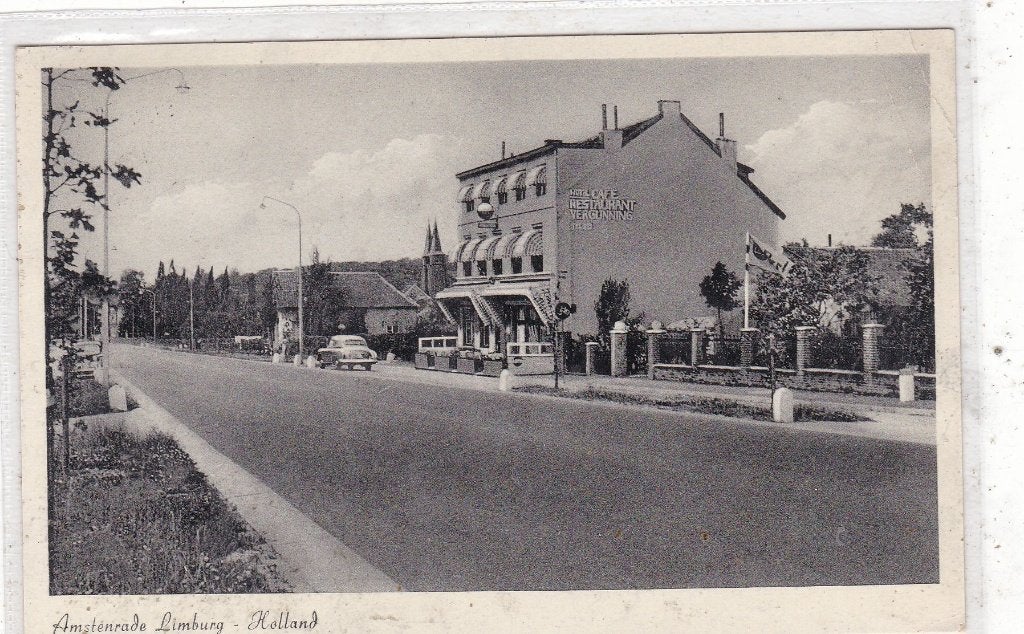Amstenrade-Gezicht in Amstenrade 1954, Ophalen of Verzenden, 1940 tot 1960, Gelopen, Limburg
