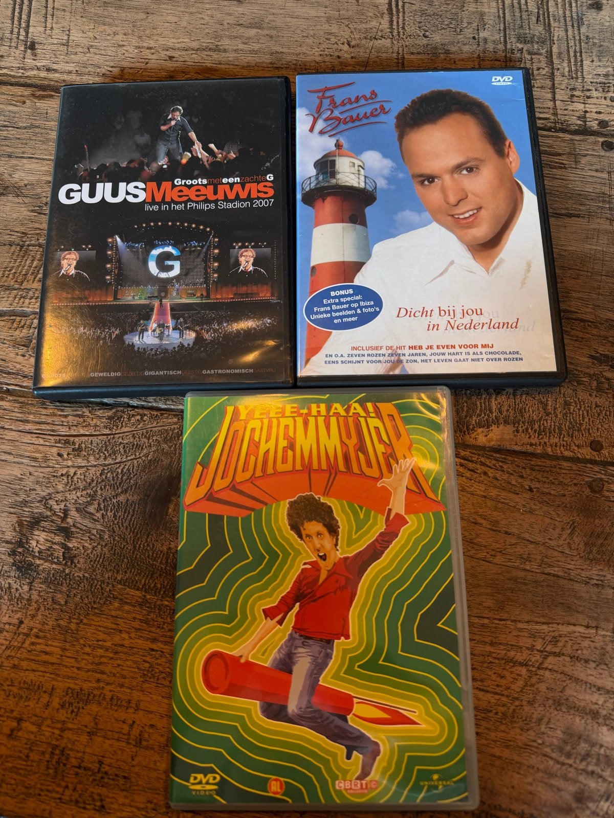DVD-collectie: Guus Meeuwis, Frans Bauer, Jochem Myjer, Gebruikt, Alle leeftijden, Nederlands, Inclusief doosje
