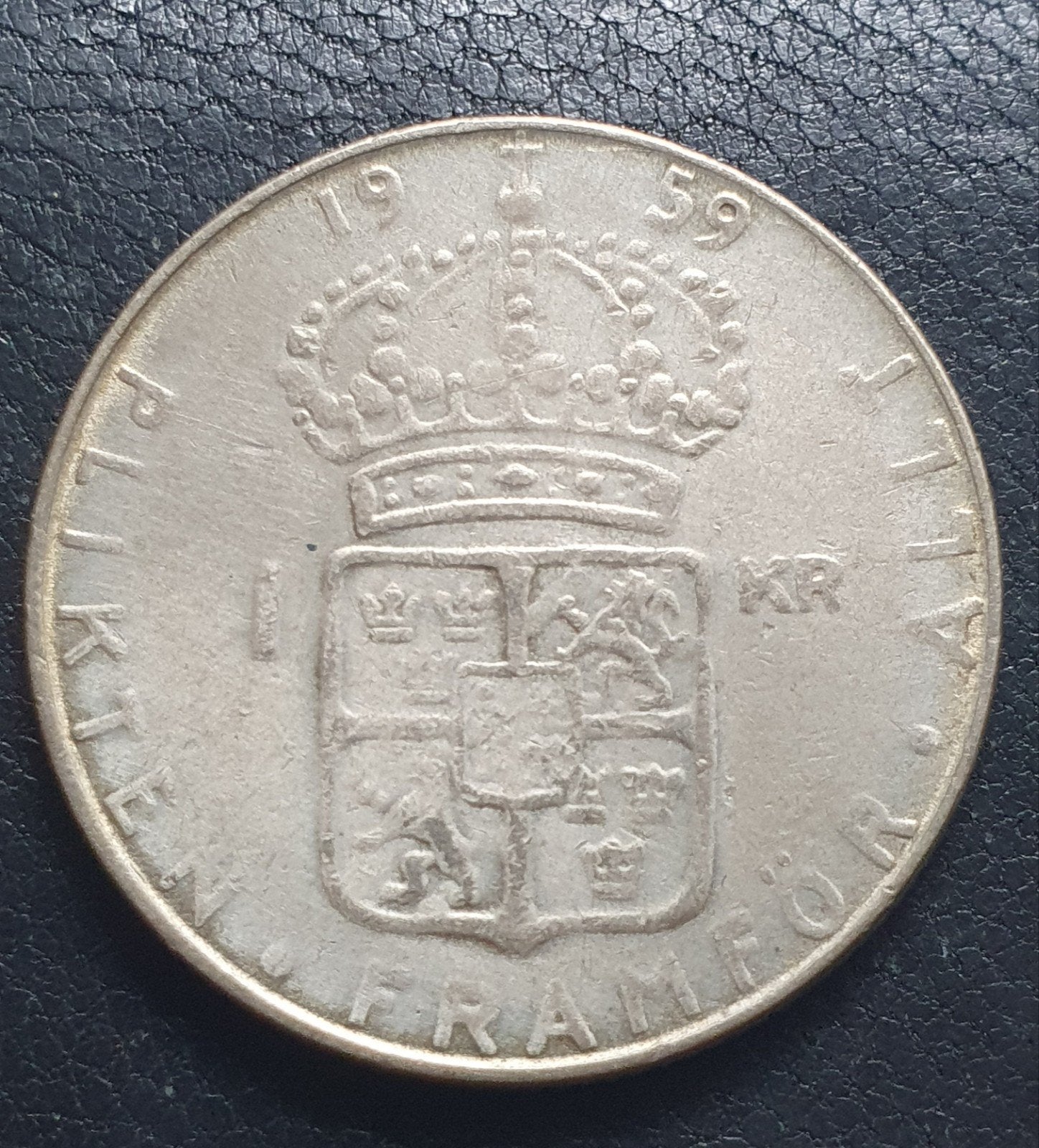 1 krona zilveren munt uit 1959 Zweden., Ophalen of Verzenden, Overige landen, Losse munt, Zilver