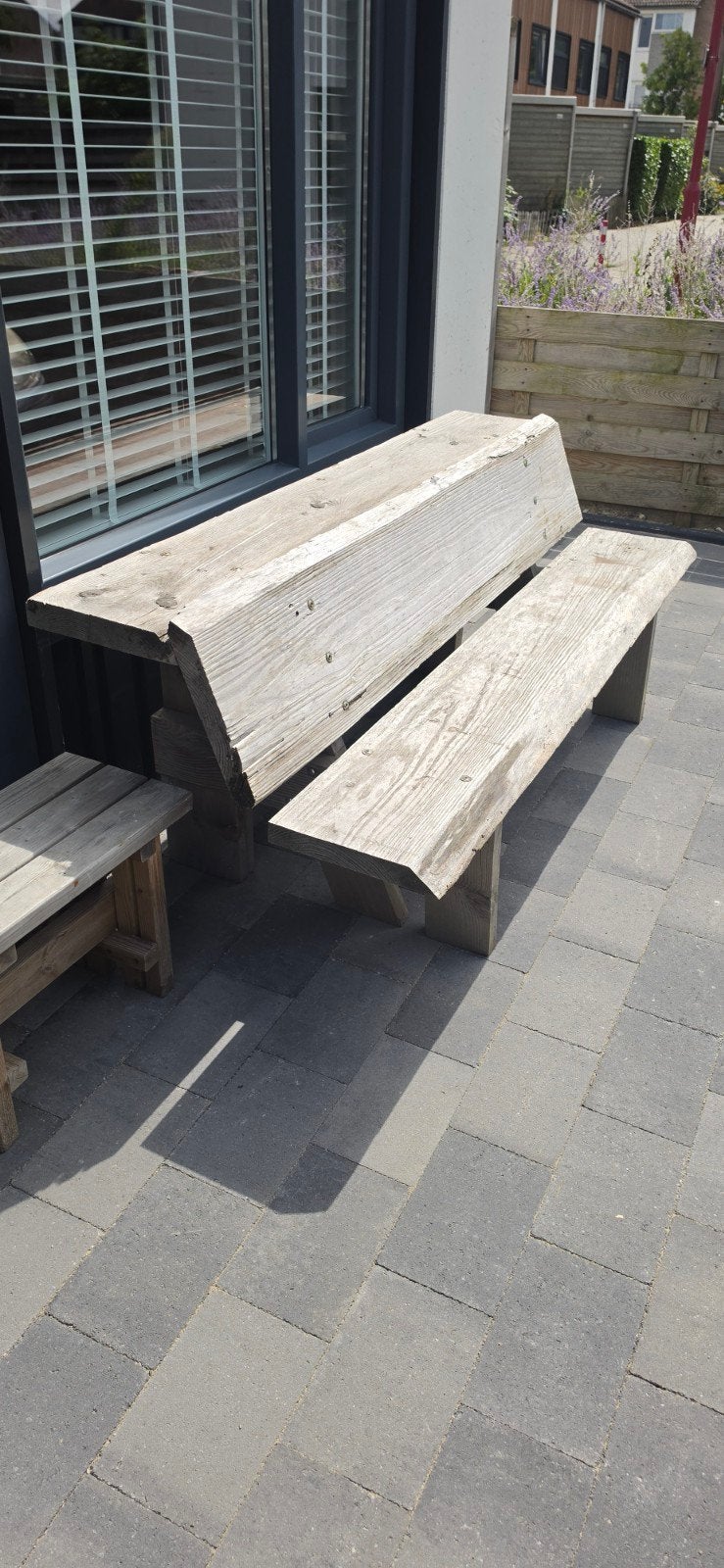 Robuuste houten tuinbank van 2 meter, Tuin en Terras, Tuinbanken, Ophalen of Verzenden, Gebruikt, Hout