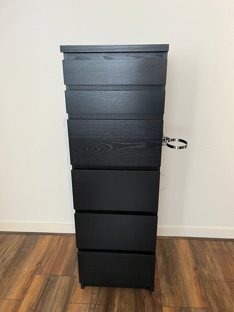 Zwarte ladekast met ingebouwde spiegel, Ophalen, Minder dan 50 cm, 5 laden of meer, 100 tot 150 cm