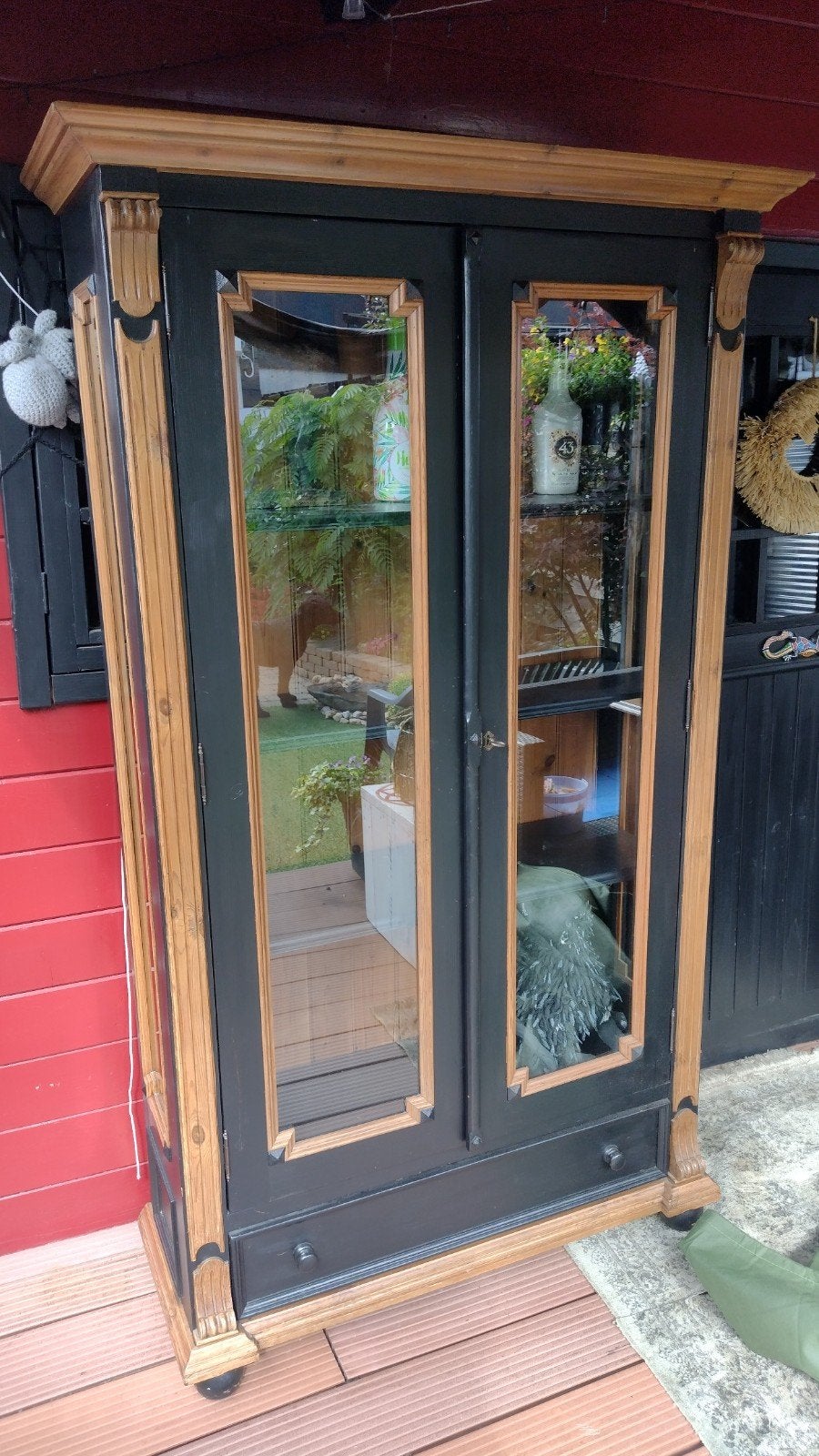 Mooie vitrinekast met lades en planken, Ophalen, Gebruikt, Met deur(en), Glas