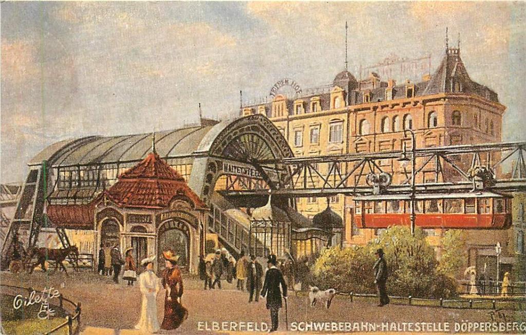 381-443-029 Elberfeld Schwebebahn-Haltestelle Doppersberg, Verzenden, Voor 1920, Duitsland