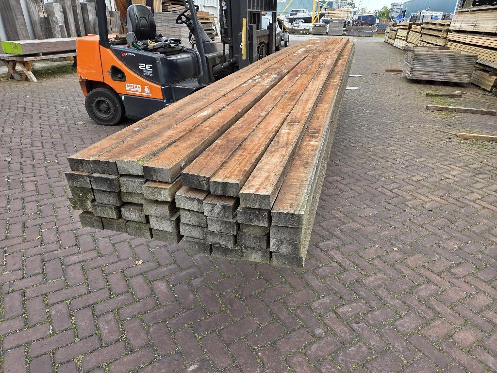 Hardhouten Balken  5.0x10.0 cm / 6.45 m lang, Tuin en Terras, Palen, Balken en Planken, Ophalen, Nieuw, Hardhout, 250 cm of meer