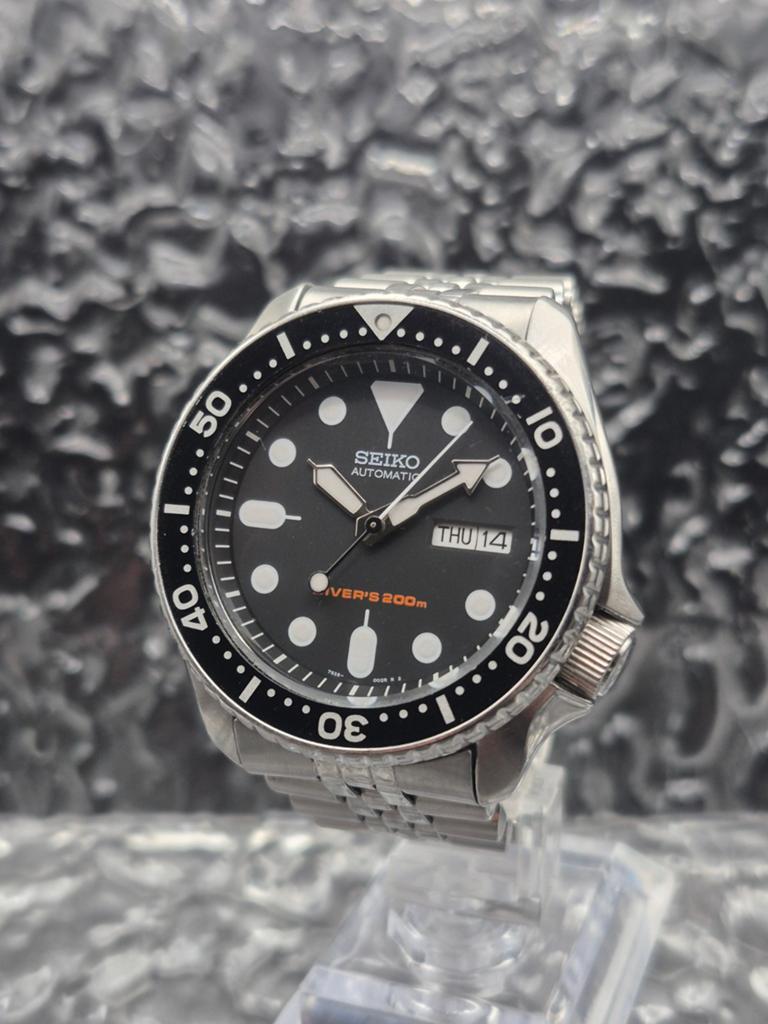 Seiko Diver SKX007K2 Ref. 7S26-0020 Day Date 200m, Zwart, IOS, Ophalen of Verzenden, Zo goed als nieuw