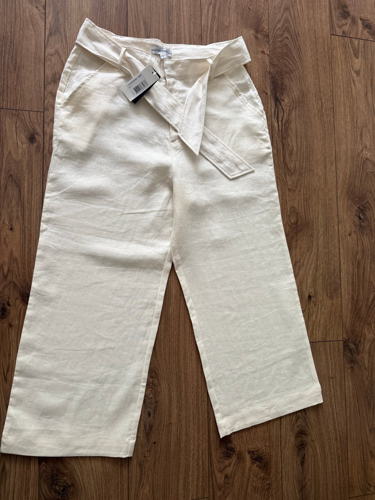 Nieuwe Guess linnen broek - Maat L, Beige, Maat 42/44 (L), Nieuw, Ophalen of Verzenden