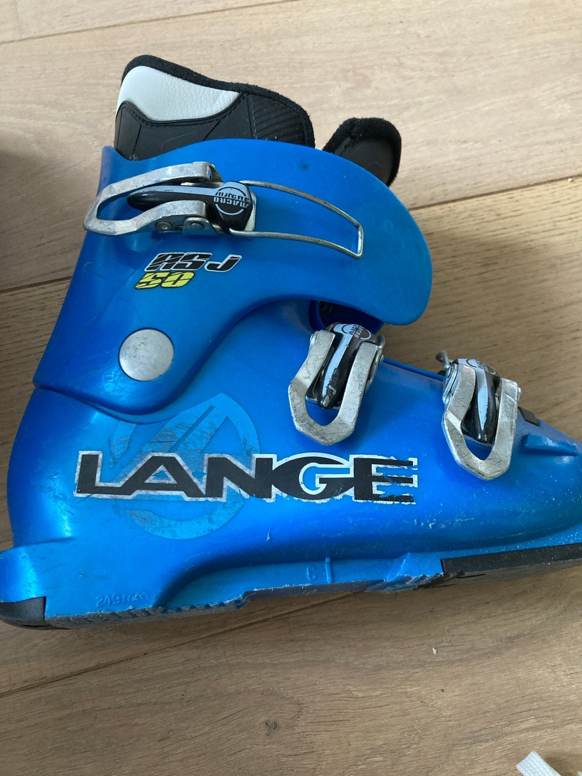 Lange RSJ 50 skischoenen - Blauw - Maat 20.5, Sport en Fitness, Skiën en Langlaufen, Overige merken, Gebruikt, Schoenen, Ophalen of Verzenden