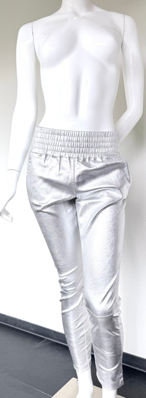 IBANA LEREN BROEK, ZILVER, MAAT S (NEW €499,95) NIEUW💖💖💖, Nieuw, Ophalen of Verzenden, Maat 36 (S), Lang