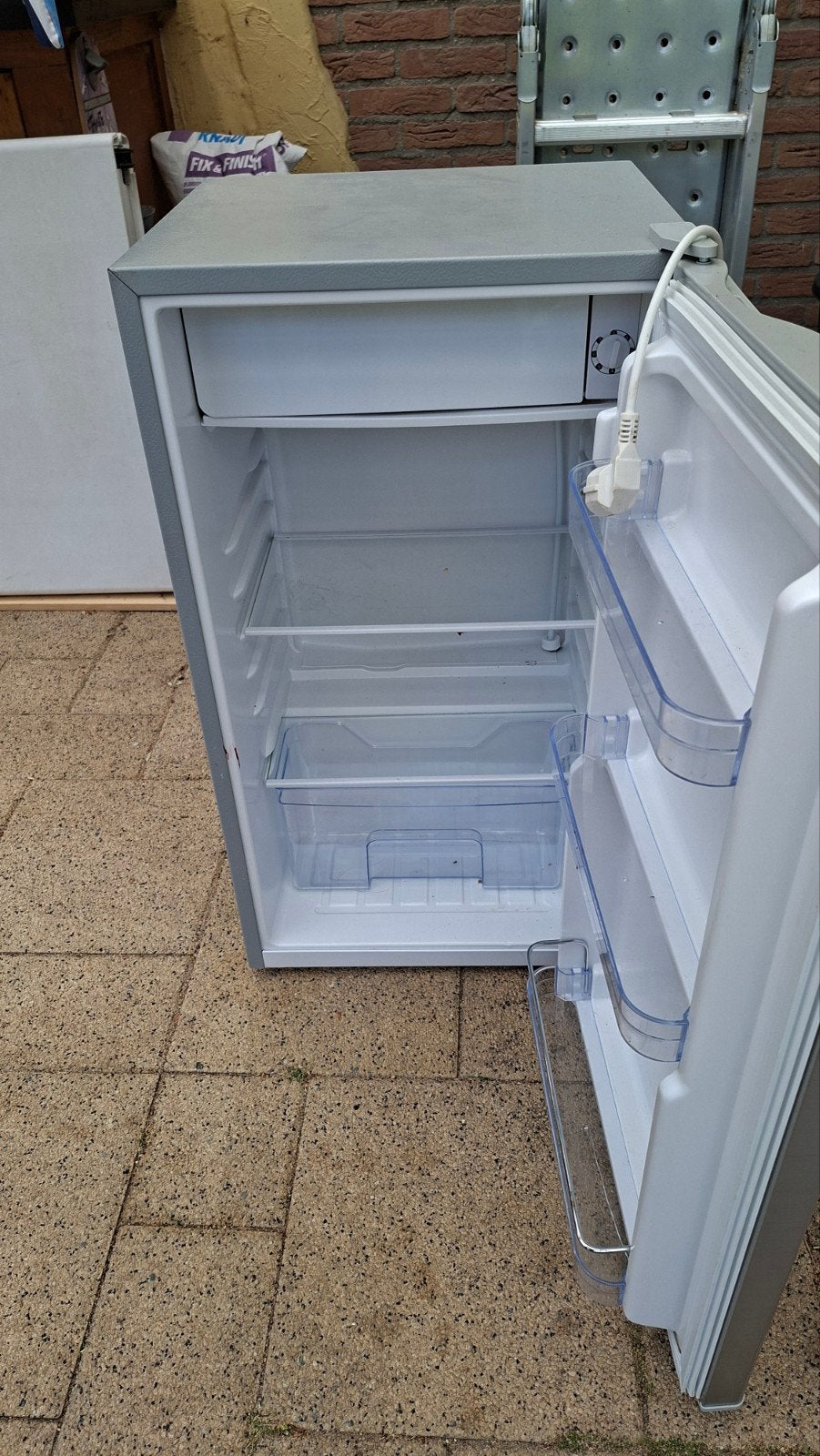 Compacte Rich Home koelkast met vriesvak - Zilver, Gebruikt, Met vriesvak, Ophalen, 85 tot 120 cm