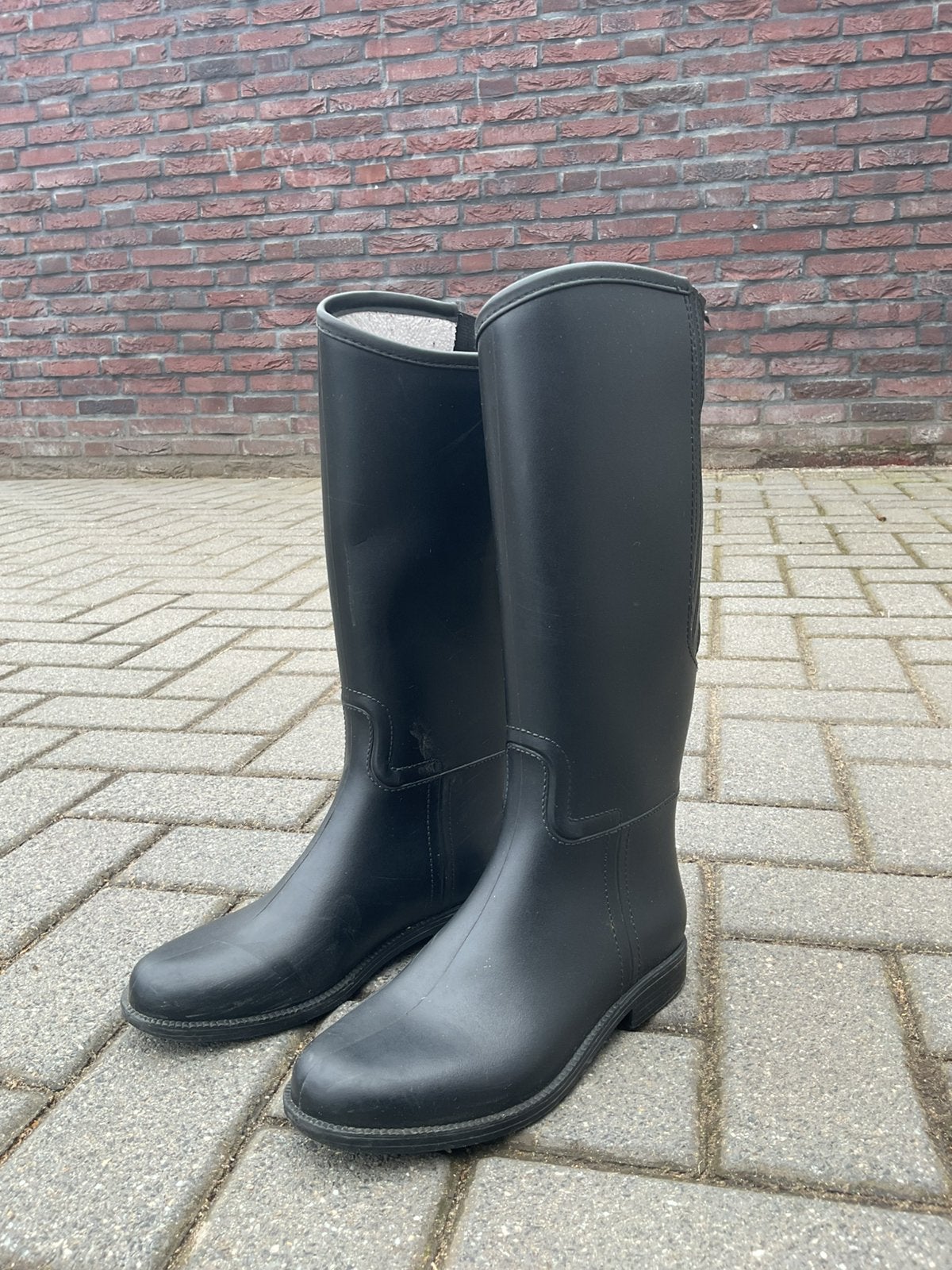 Rubberen paardrijlaarzen gevoerd, Dieren en Toebehoren, Ophalen of Verzenden, Gebruikt, Zwart, Schoeisel
