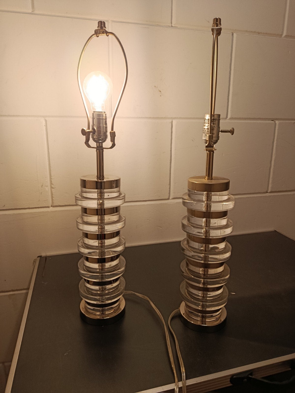 West Elm Tafellampen - Set van 2 - Modern Design zonder kap, Overige merken, Glas, Modern, Zilver