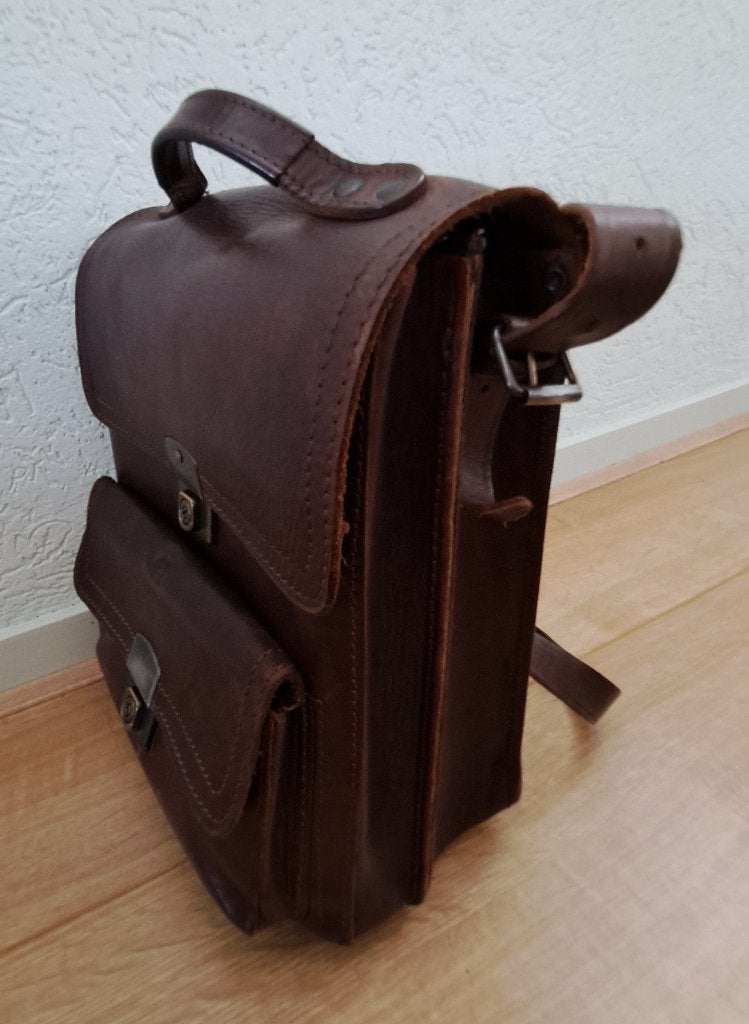 heren leren tas Ruitertassen schoudertas werktas businessbag, Overige merken, Gebruikt, Bruin, Verzenden