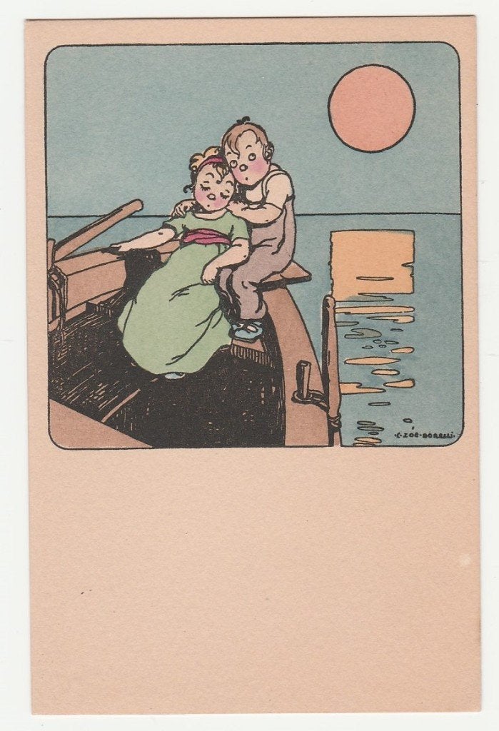 Kinderen in een boot.  Illustrateurs., Verzenden, Voor 1920, Ongelopen, Overige thema's