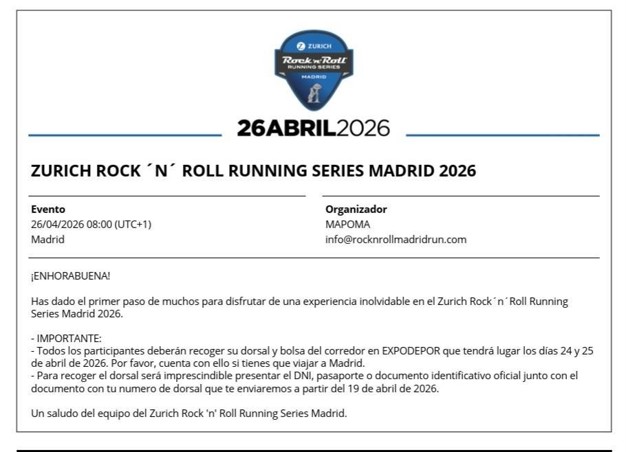 Madrid Marathon Bib - Full Marathon, Ophalen of Verzenden