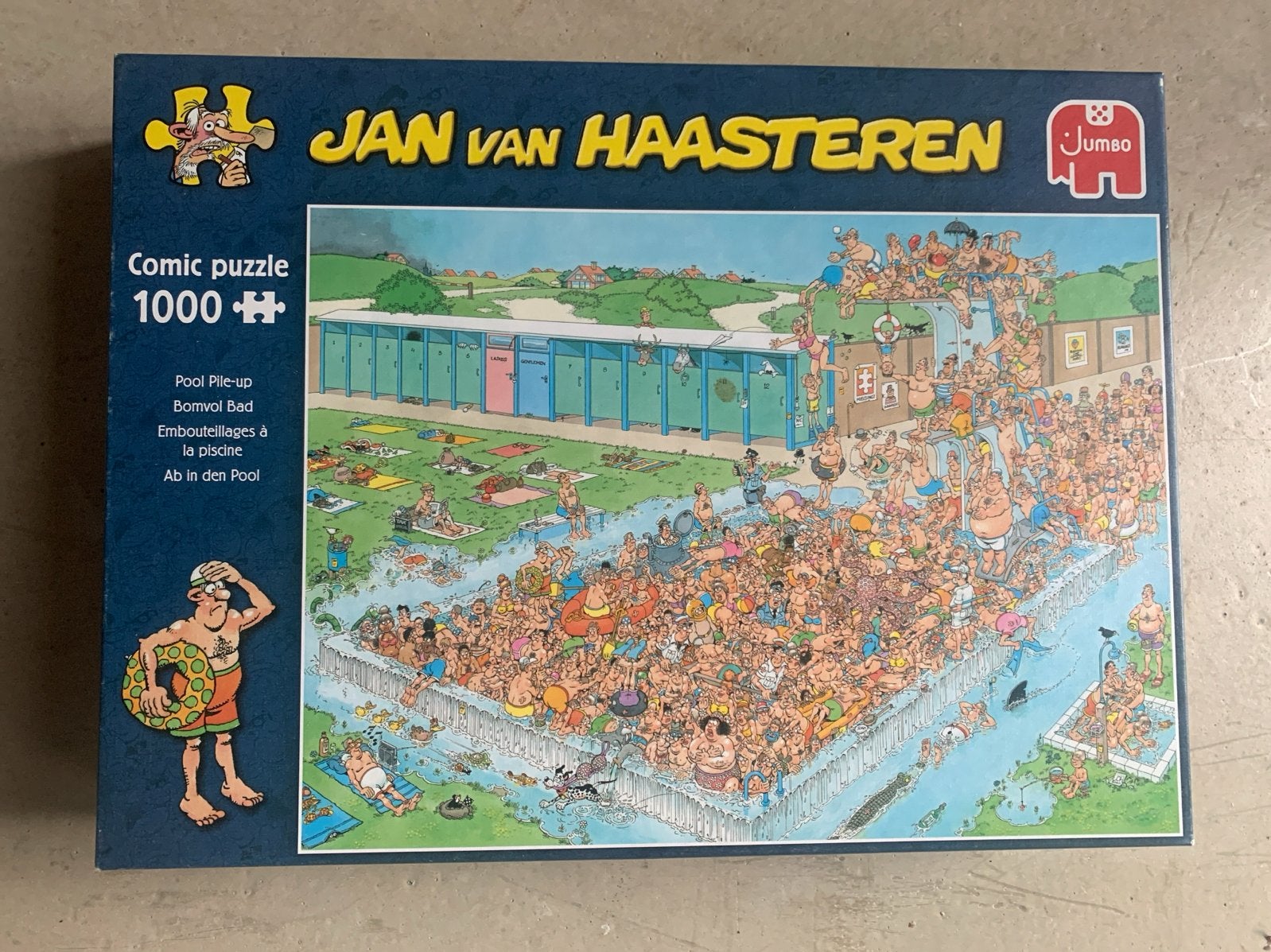 Jan van Haasteren Comic Puzzel - Pool Pile-up 1000 stukjes, Kinderen en Baby's, Ophalen of Verzenden, Meer dan 50 stukjes, Gebruikt