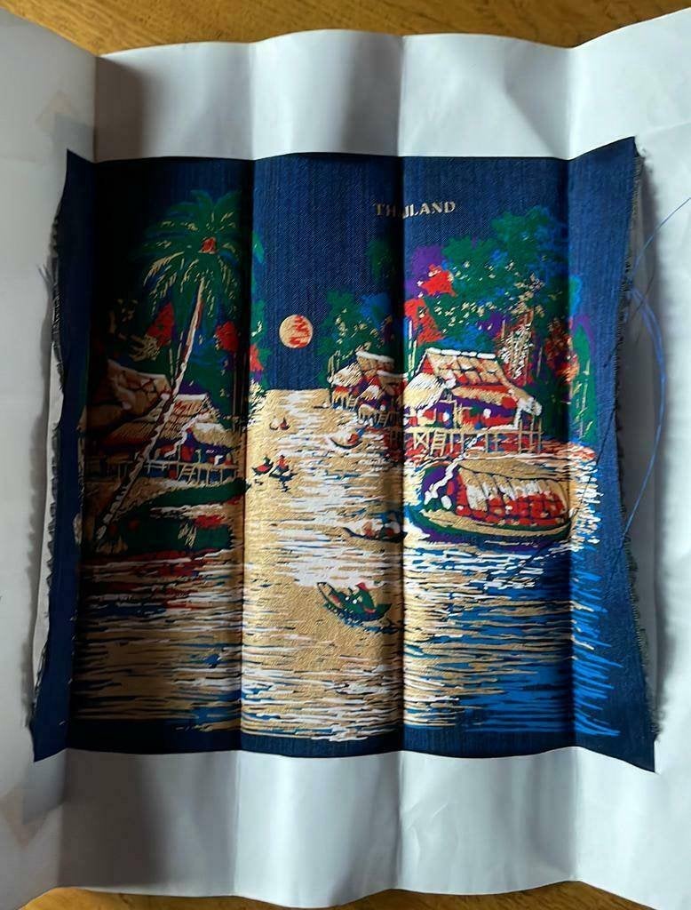 Vintage wandkleed Thailand tafereel 26x26 cm, 26 cm, Meerkleurig, Nieuw, Ophalen of Verzenden