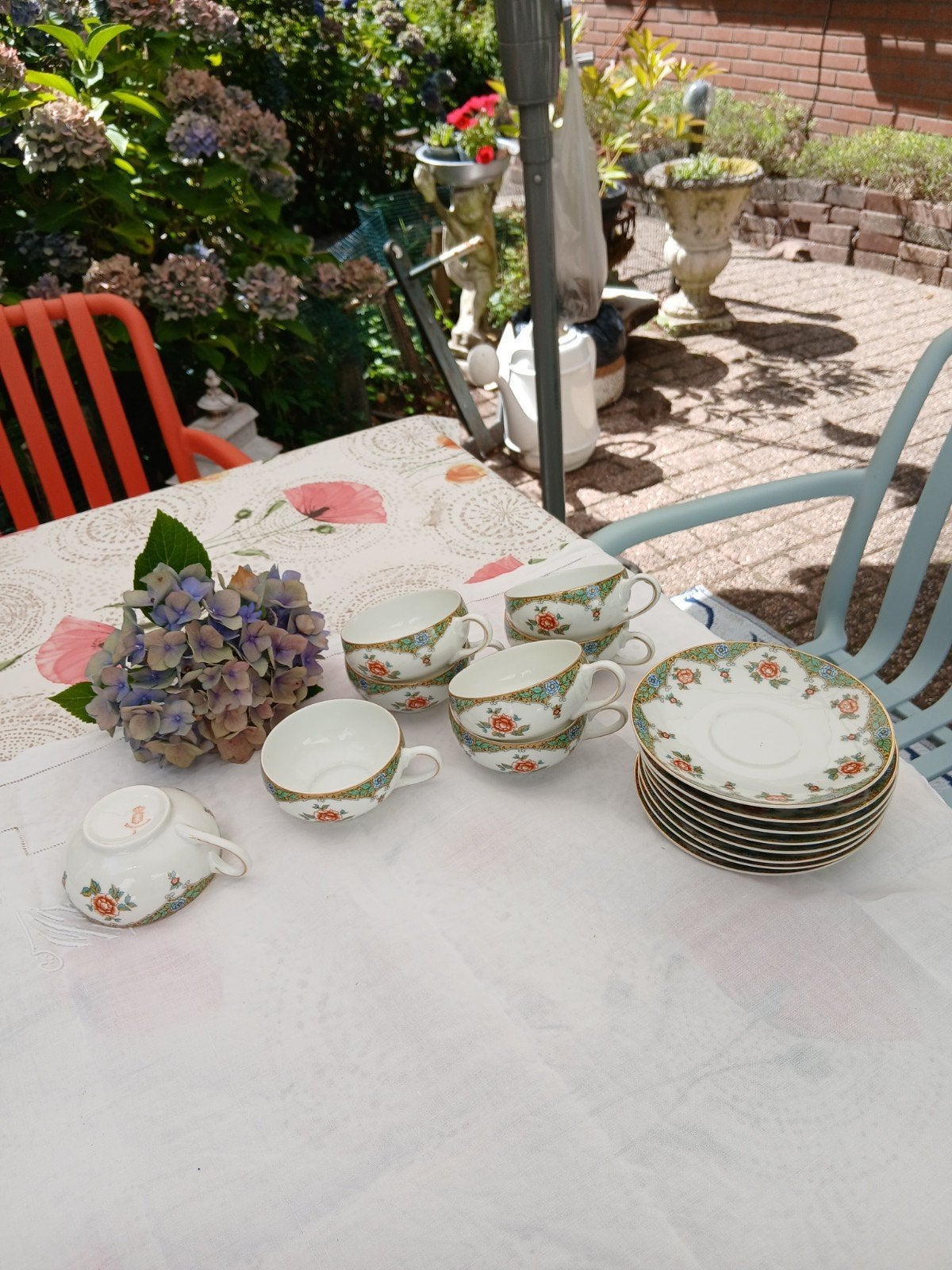 8 Prachtige vintage  kopjes porselein Schonwald., Ophalen of Verzenden