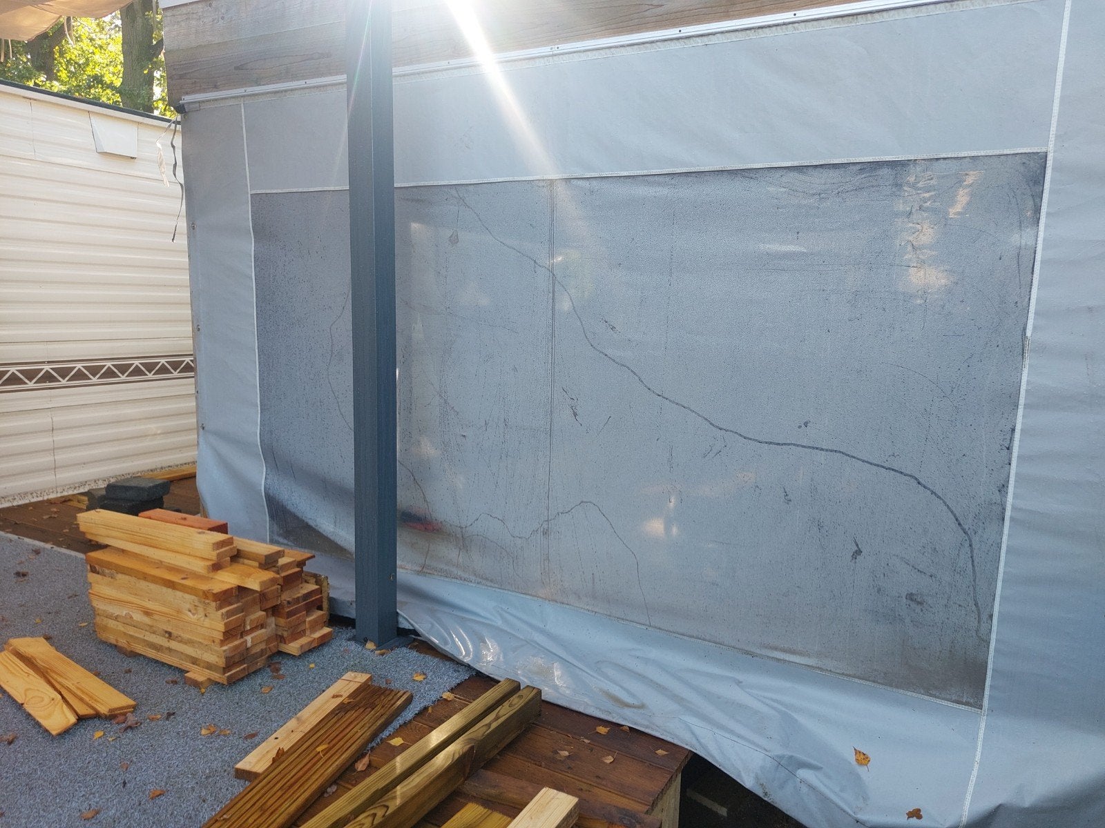 Zijwand met of zonder ritsen voor veranda/ uitbouw/ tuinhuis, Ophalen, Gebruikt, Overige materialen