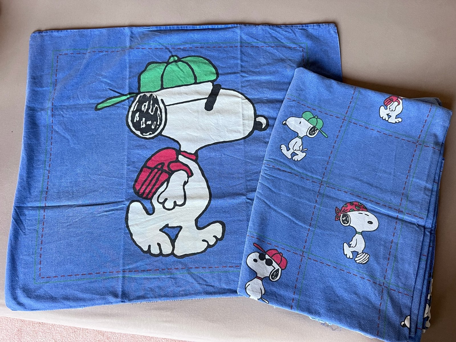 Snoopy Dekbedovertrek - 100% Katoen - Eenpersoons, Gebruikt, Eenpersoons, Blauw, Dekbedovertrek