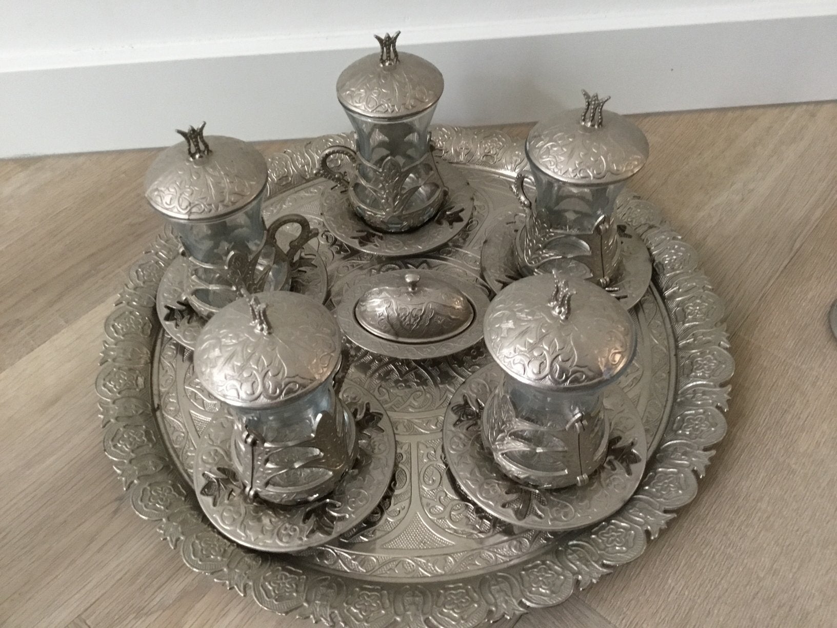 Turks thee servies, Huis en Inrichting, Woonaccessoires | Dienbladen, Ophalen of Verzenden, Zo goed als nieuw, Hout