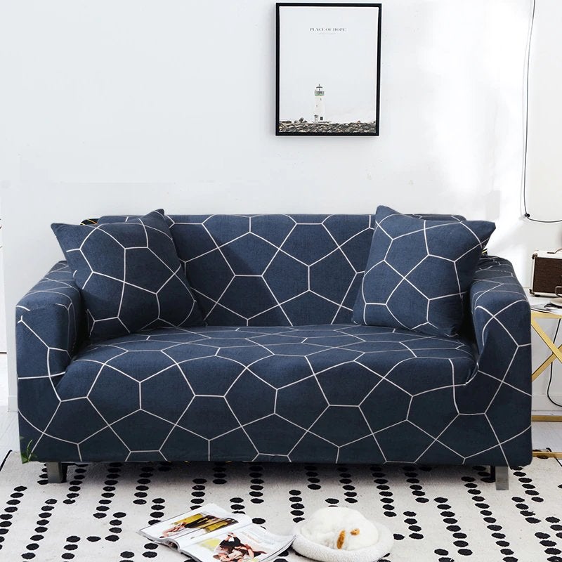 Blauwe geometrische bank hoes sofa cover bescherming hoezen, Huis en Inrichting, Stoffering | Tapijten en Kleden, Verzenden, 50 tot 100 cm