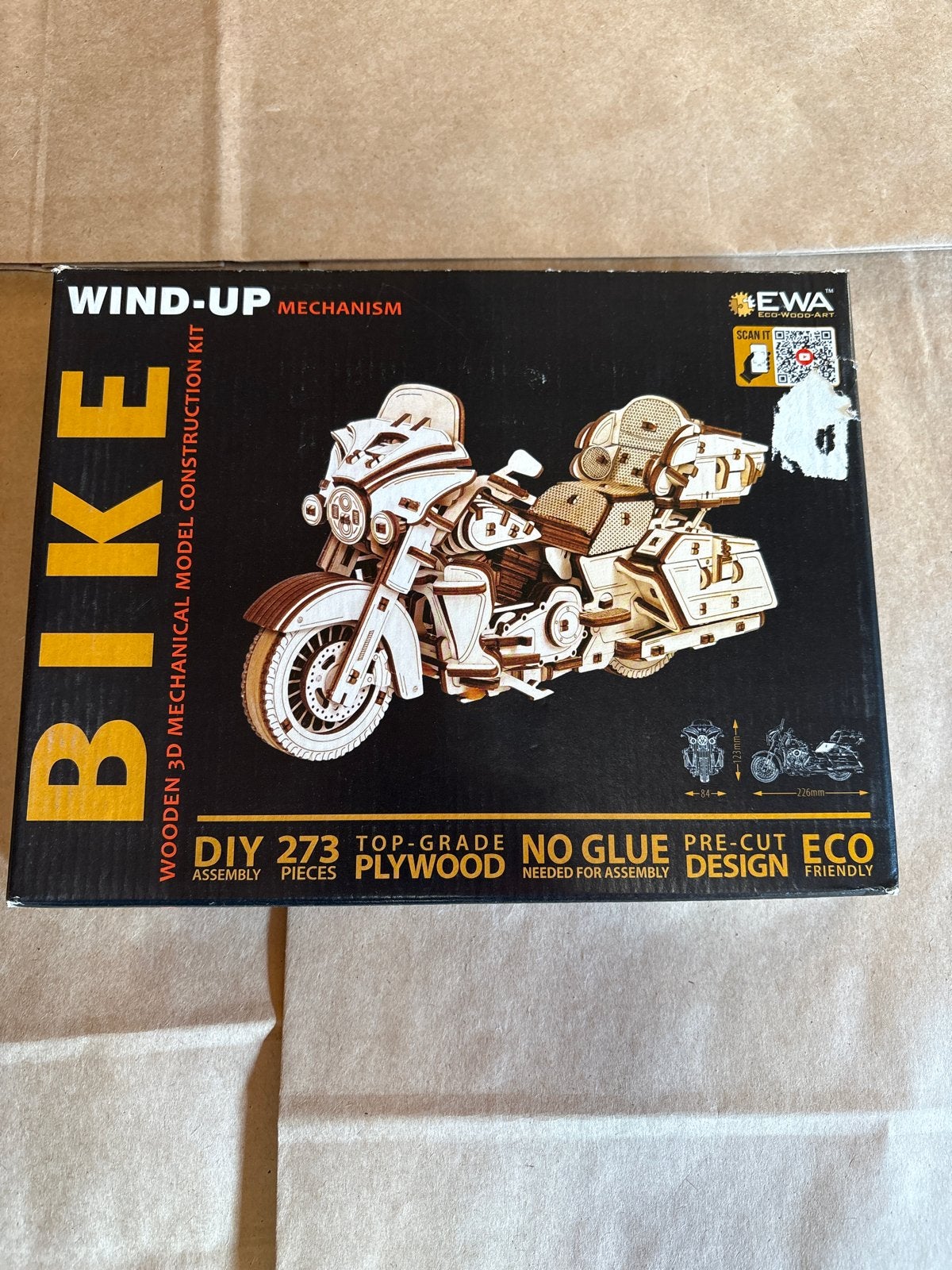 Houten 3D Model Bouwpakket Motorfiets - Wind-Up Mechanisme, Ophalen of Verzenden, Nieuw, 1:32 tot 1:50