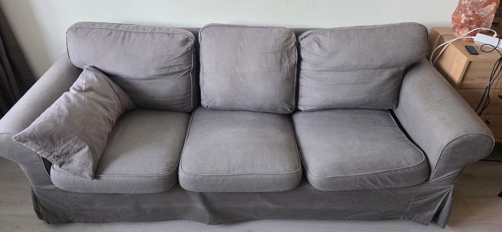 Ikea 3-zits bank met wasbare hoes, grijs, gratis af te halen, Ophalen, Gebruikt, Driepersoons, 75 tot 100 cm