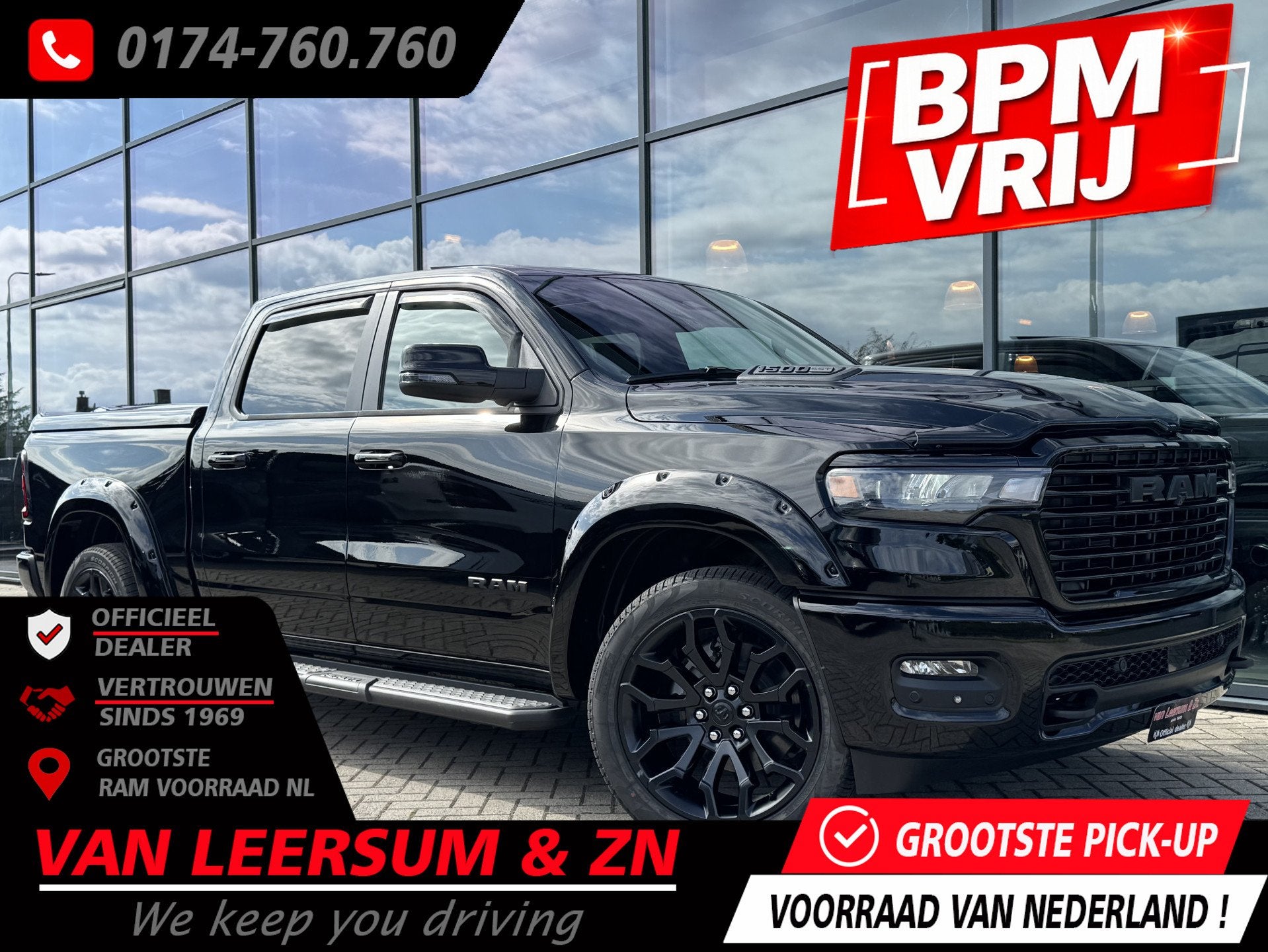 Dodge Ram 1500 Laramie Night Hurricane 3 jaar garantie | Pan, Automaat, 3500 kg, Zwart, 426 pk