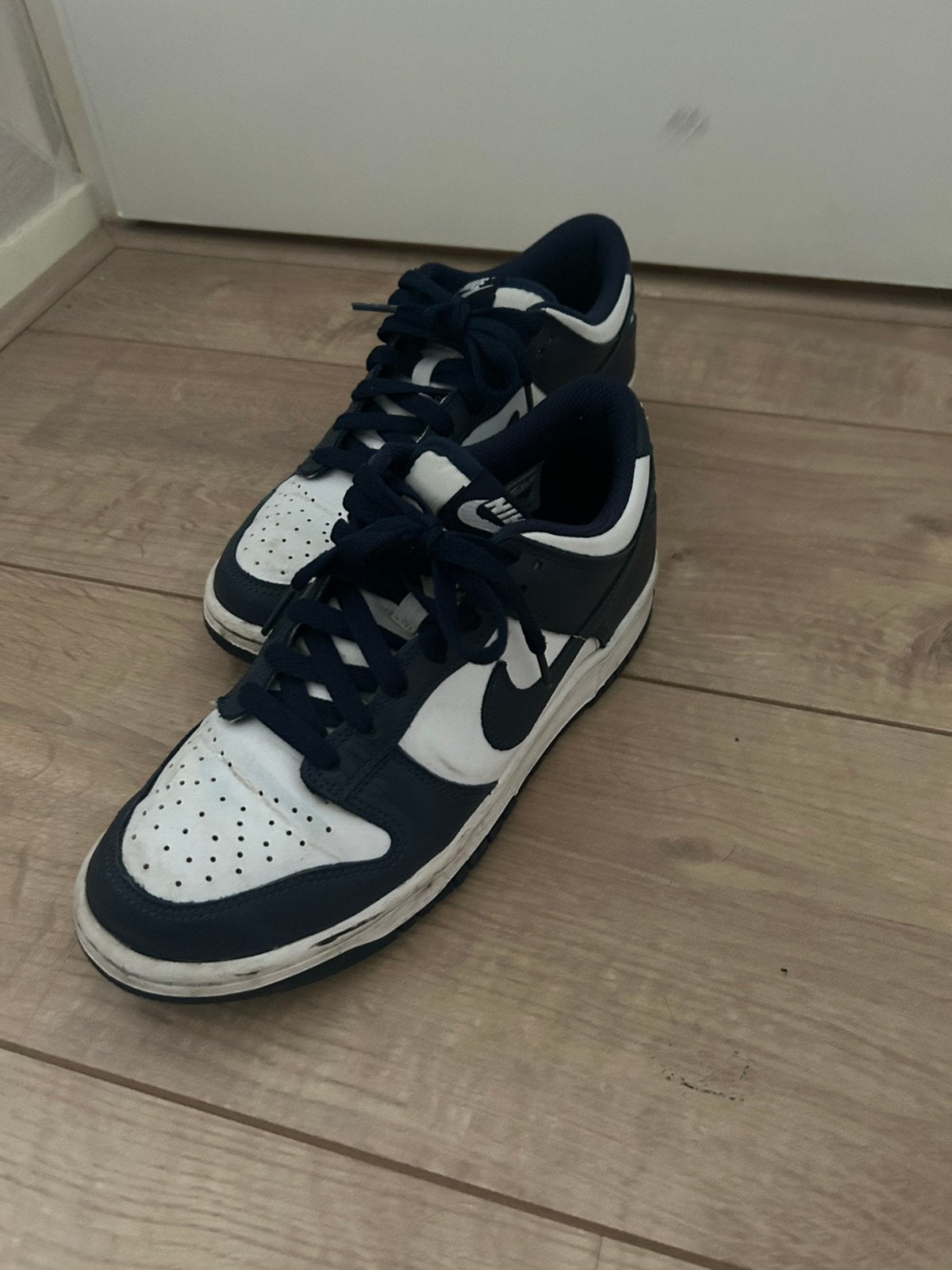 Nike dunk low blauw wit, Blauw, Ophalen of Verzenden, Sneakers of Gympen, Gedragen