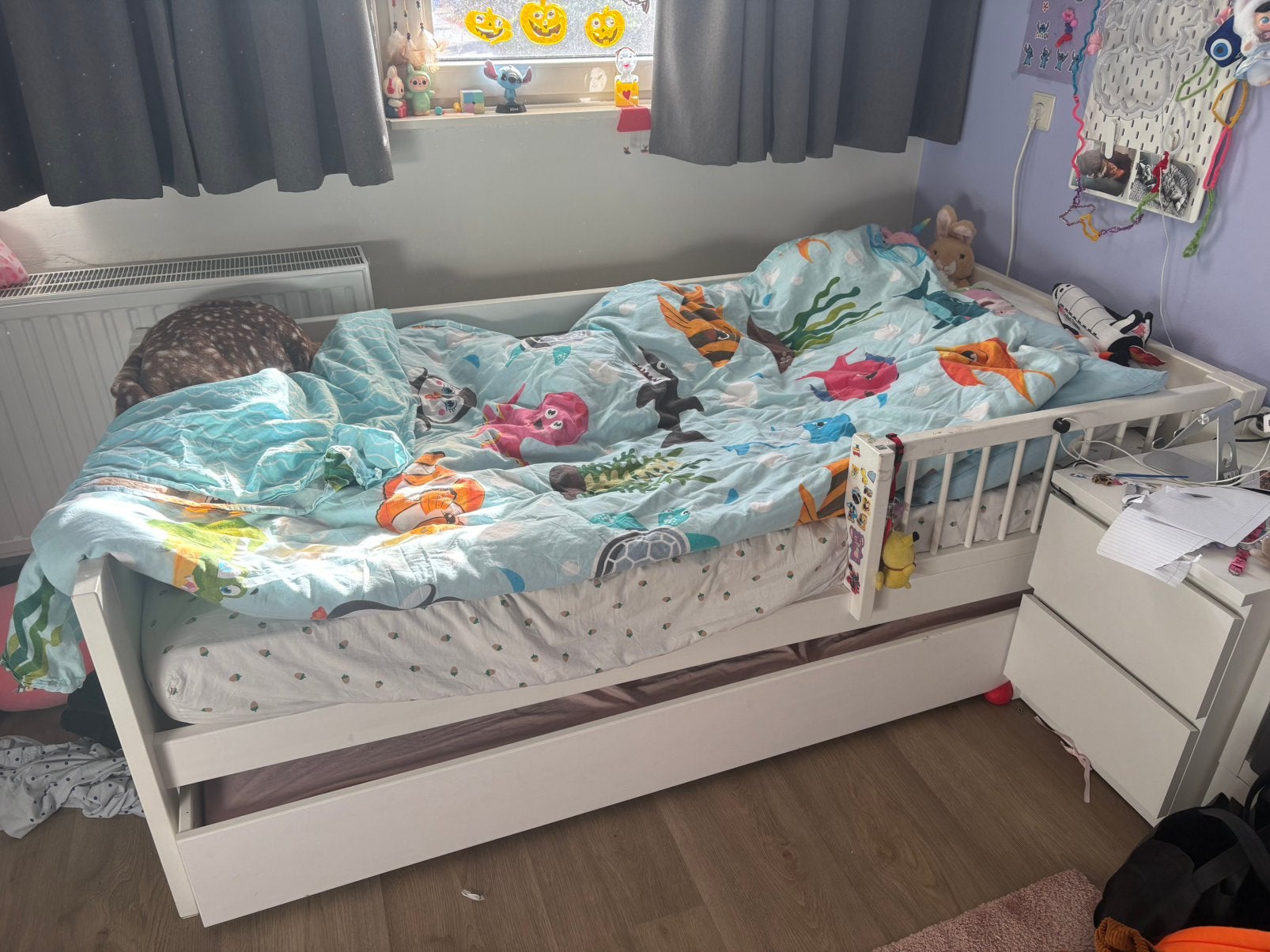 Lifetime bed met logeer lade gratis !, Ophalen, 85 tot 100 cm, Gebruikt, Matras