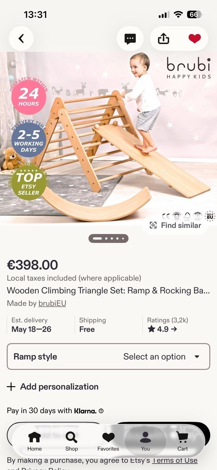 Houten Klimdriehoek Set met Glijbaan en Schommelplank, Ophalen, Zo goed als nieuw, Glijbaan
