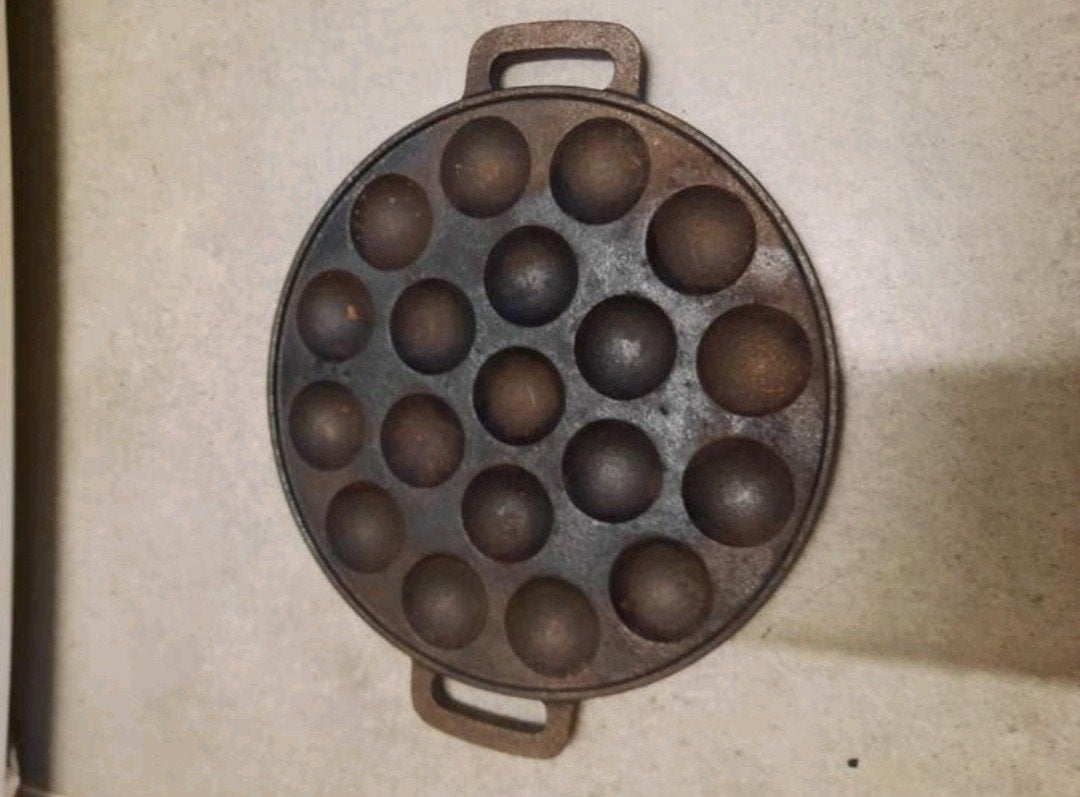 Gietijzeren Poffertjesbakplaat Poffertjes bbq  brander, Ophalen of Verzenden, Gebruikt