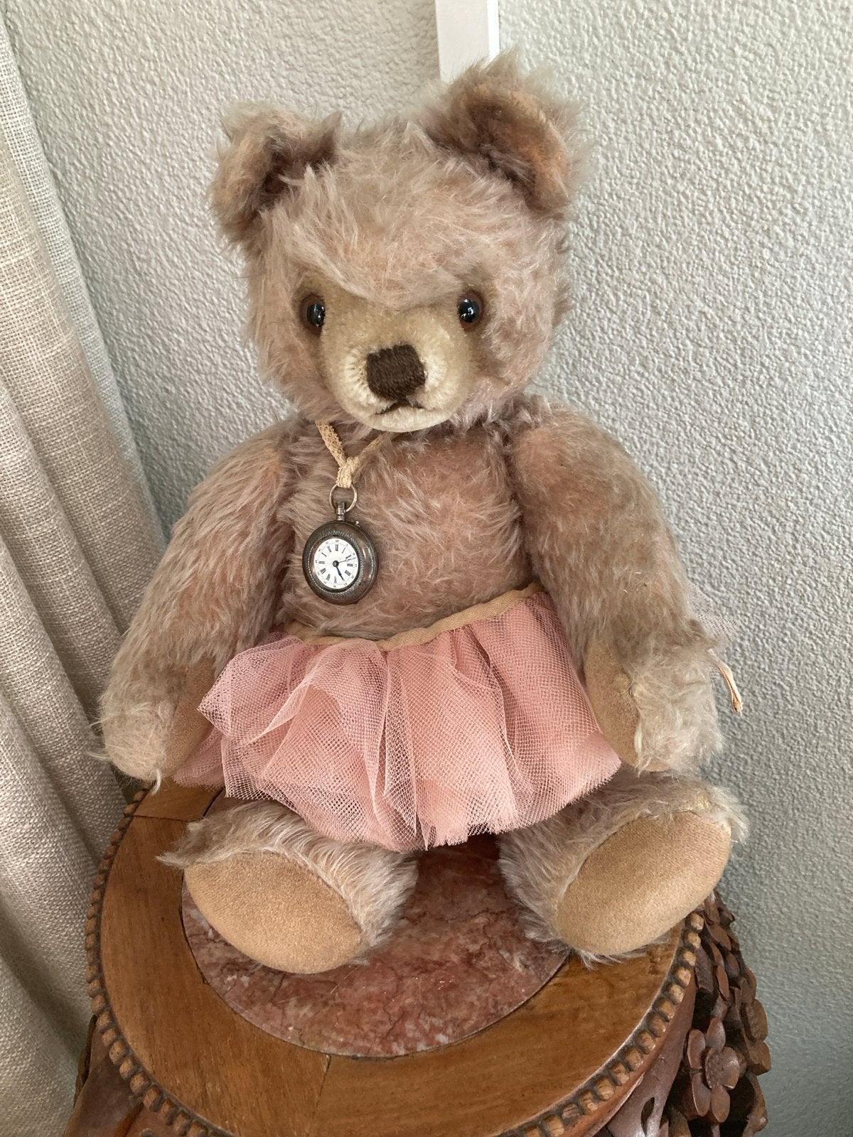 Vintage Steiff Teddybeer met Roze Tule Rokje, Ophalen of Verzenden