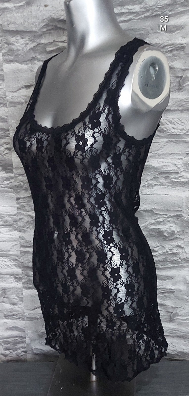Zwart kanten lingerie jurkje - Maat M, Onbekend, Ophalen of Verzenden, Zwart, Hemd
