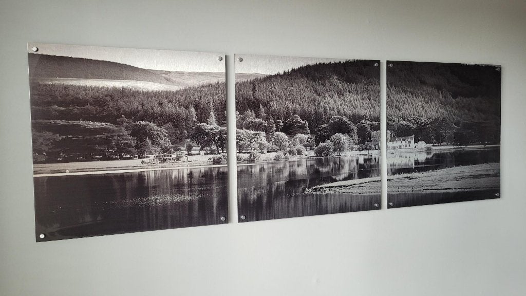 Foto zwart-wit 3-luik op aluminium panelen - Landschap, Ophalen, 50 – 75, Oorspronkelijke maker, Overige typen