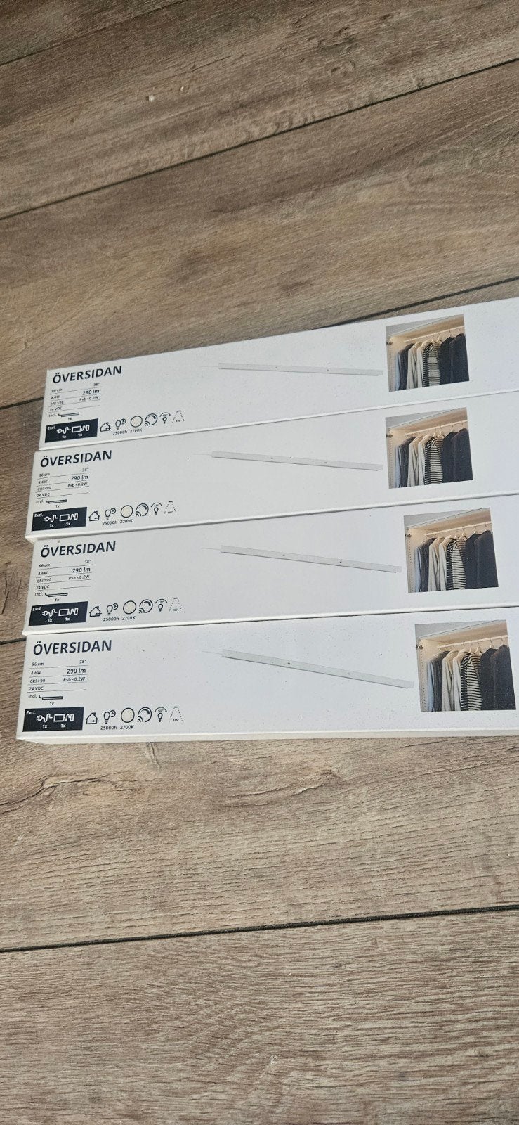 4x IKEA ÖVERSIDAN LED-verlichting voor kledingkast, Ophalen, Nieuw, Wit, IKEA