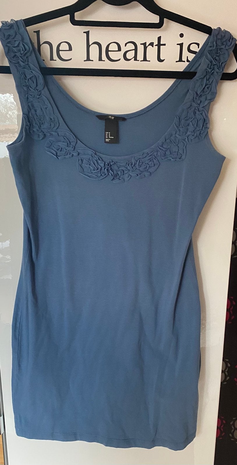 Denim blauw jurkje jurk met bloemen maat M 38, Kleding | Dames, Maat 38/40 (M), Blauw, Ophalen of Verzenden, Zo goed als nieuw
