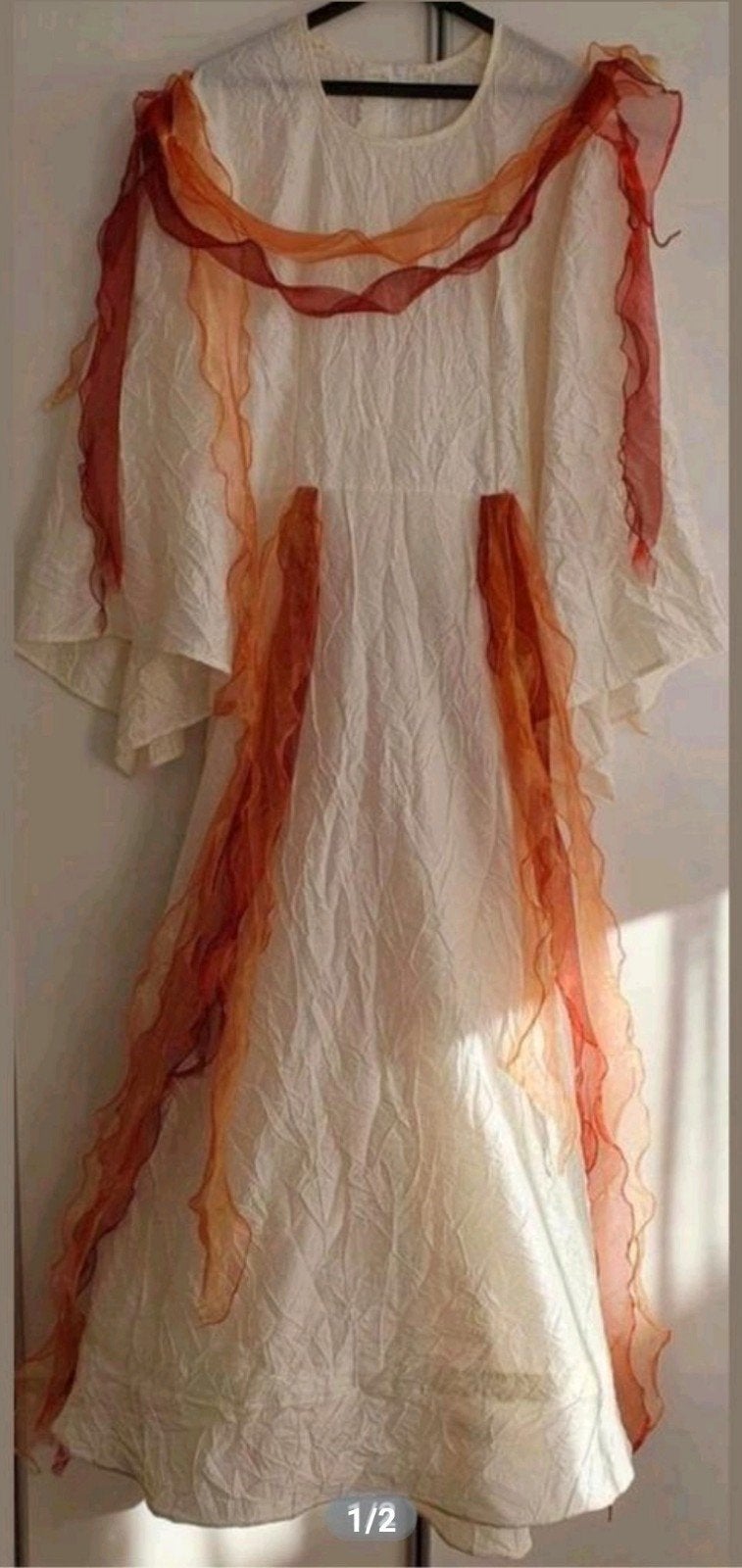 Carnaval verkleed dames witte lange jurk fee elf  42/44, Ophalen of Verzenden, Zo goed als nieuw, Maat 42/44 (L), Carnaval