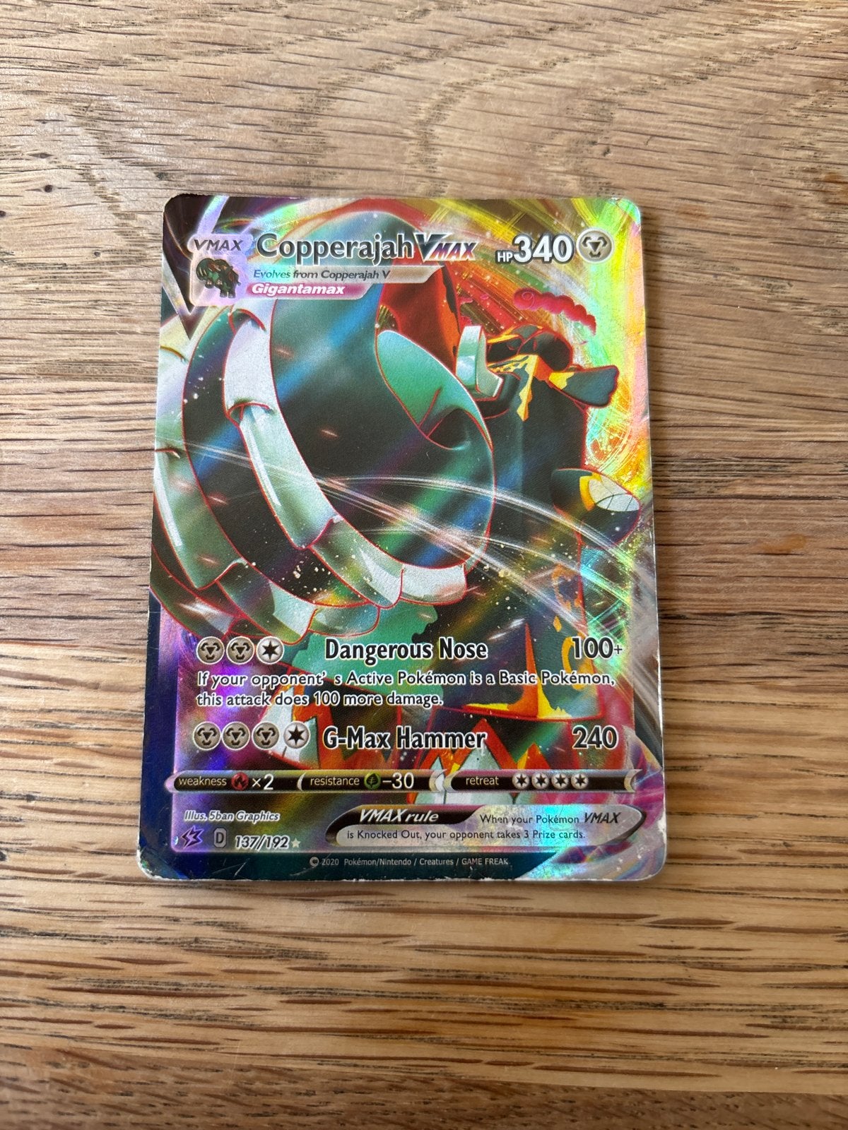 Copperajah VMAX 137/192 Pokémon Kaart, Ophalen of Verzenden, Zo goed als nieuw, Losse kaart, Foil