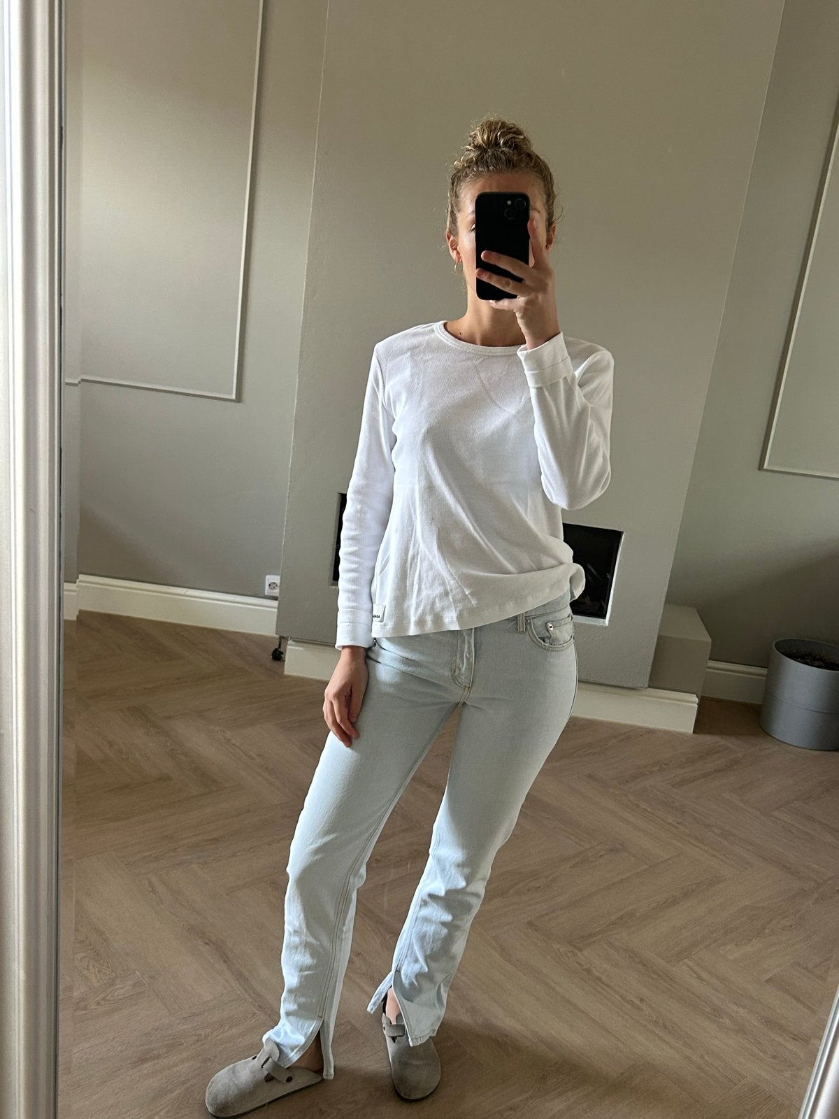 Zara Straight Leg Jeans Lichtblauw met Split Maat 36, Ophalen of Verzenden, Zo goed als nieuw, Blauw, W28 - W29 (confectie 36)