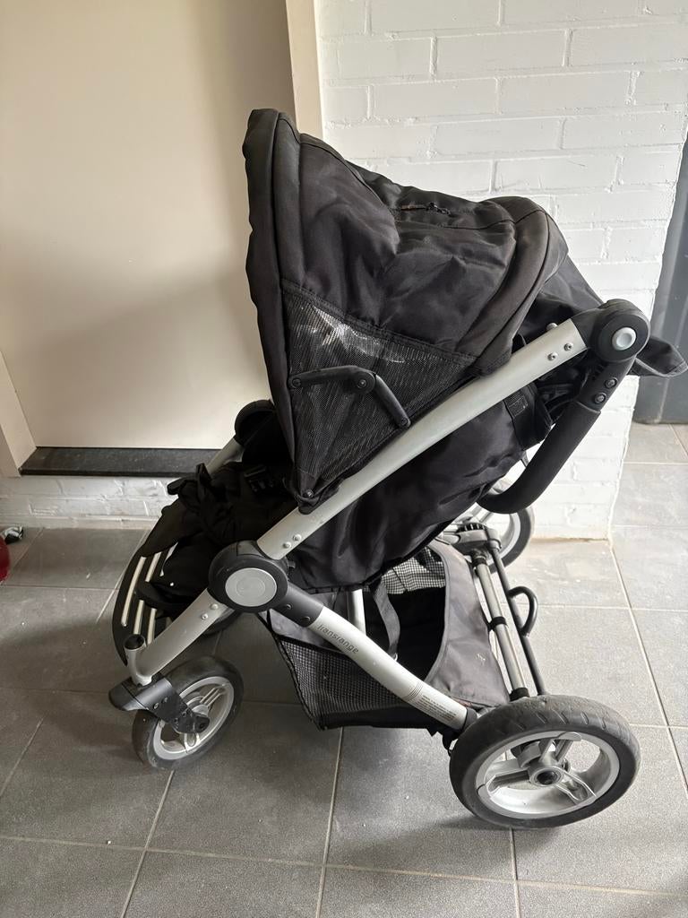 kinderwagen met wieg - zwart/zilver, Kinderen en Baby's, Kinderwagens en Combinaties, Gebruikt, Ophalen of Verzenden, Combiwagen
