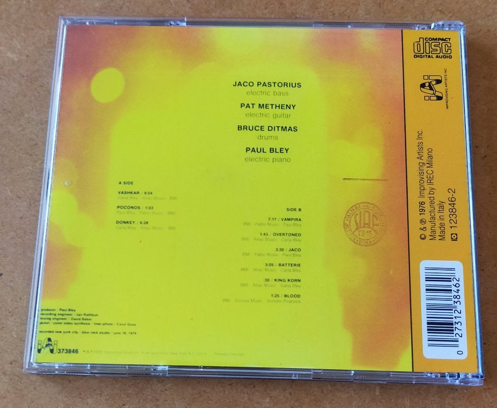 Jaco Pastorius Pat Metheny Bruce Ditmas Paul Bley CD 1976/92, Ophalen of Verzenden, Zo goed als nieuw, Jazz