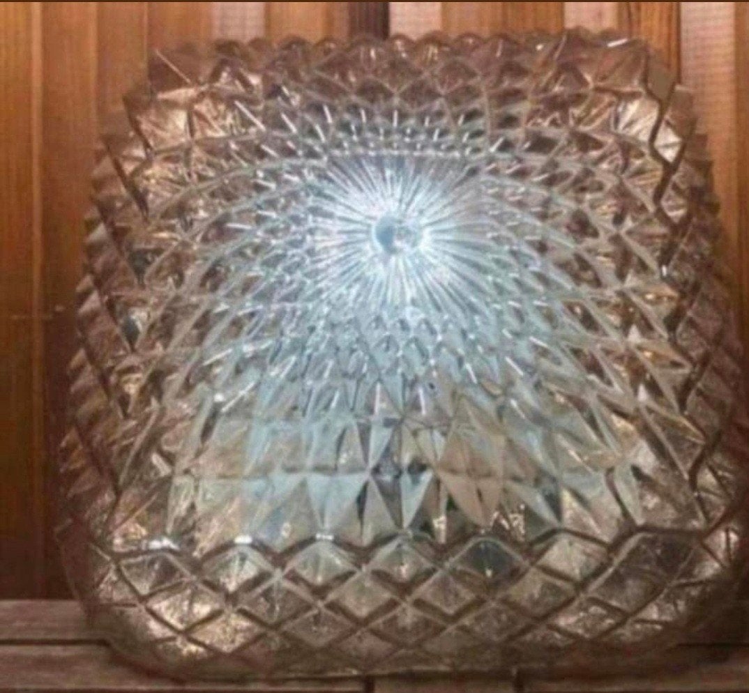 Vintage Arlux amberkleurige plafondlamp., Huis en Inrichting, Lampen | Plafondlampen, Ophalen of Verzenden, Zo goed als nieuw