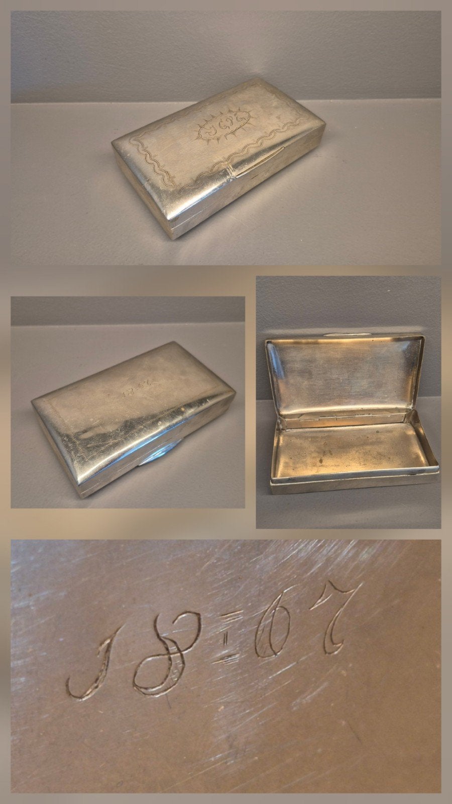 Antieke Sigarettendoos uit 1867 - 15 CM, Ophalen of Verzenden, Gebruikt, (Water)pijp