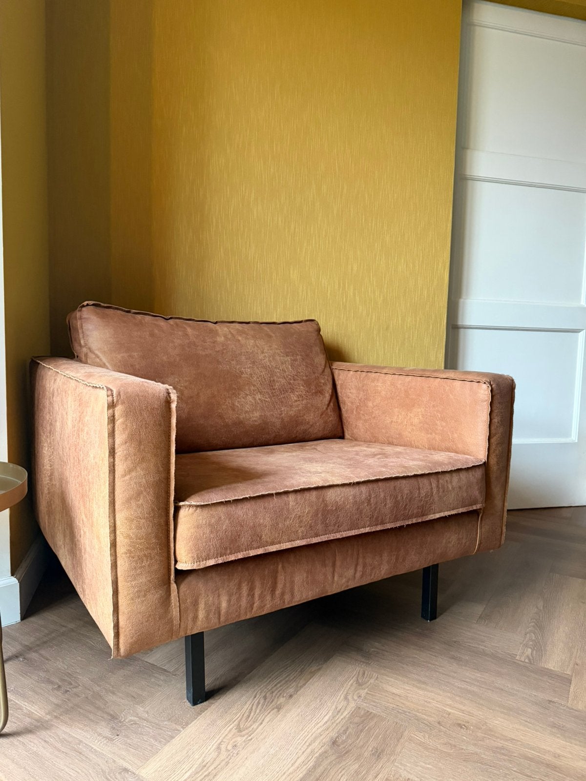 Loveseat Bepure (Woood) cognac - z.g.a.n, Ophalen, Zo goed als nieuw, 100 tot 125 cm, Leer