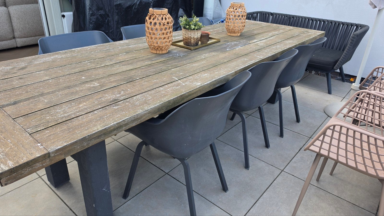 6 Hartman tuinstoelen - Grijs kunststof, Ophalen, Gebruikt, Kunststof, Stapelbaar