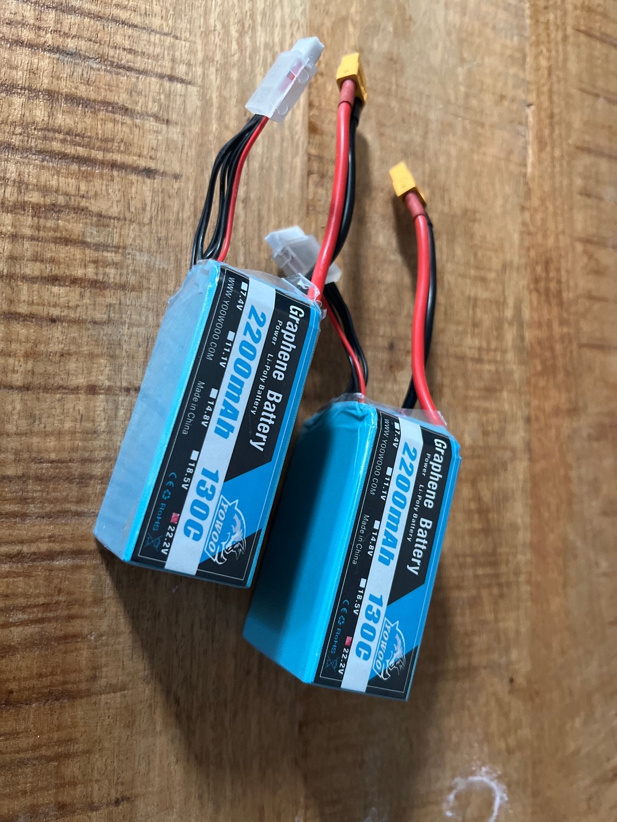 Yowoo 6S 2200mAh Graphene LiPo Batterijen (2 stuks), Ophalen of Verzenden, Gebruikt