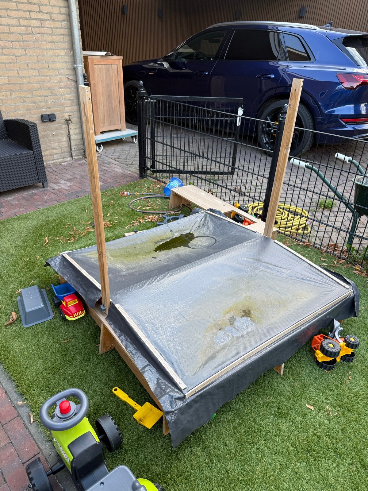 Houten zandbak van Aldi, Ophalen, Gebruikt