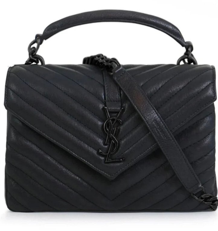 YSL tas College medium all black, Ophalen of Verzenden, Zo goed als nieuw, Zwart, Handtas